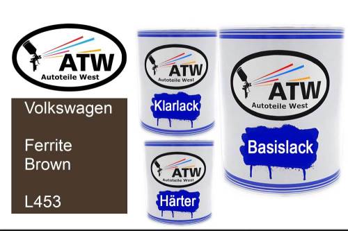 Volkswagen, Ferrite Brown, L453: 1L Lackdose + 1L Klarlack + 500ml Härter - Set, von ATW Autoteile West.